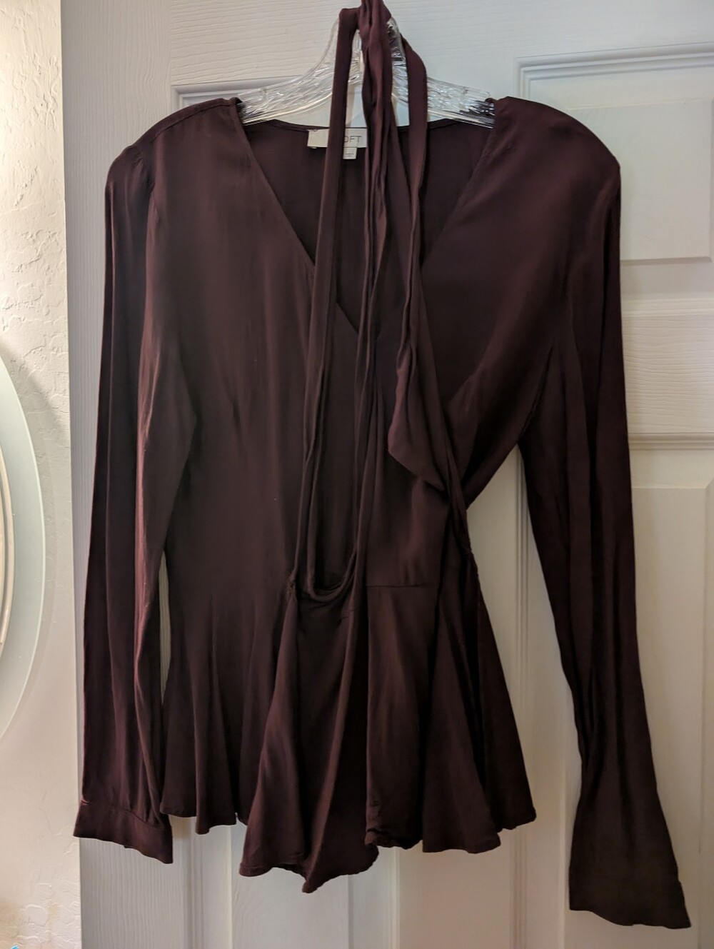 Elevated Women’s Long-Sleeve Wrap Top in Deep Plum